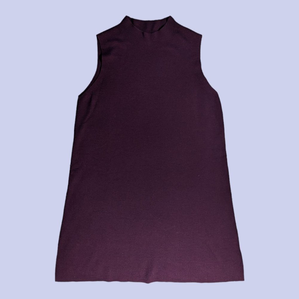 Eileen Fisher | Sleeveless Merino Wool Mock Neck Tunic Plum Small